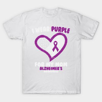 T Shirt Women Alzheimers Awareness I Wear Purple For My Mom Harajuku Print Kawaii Tshirt Summer Short Sleeve Female T-Shirt Top Tee