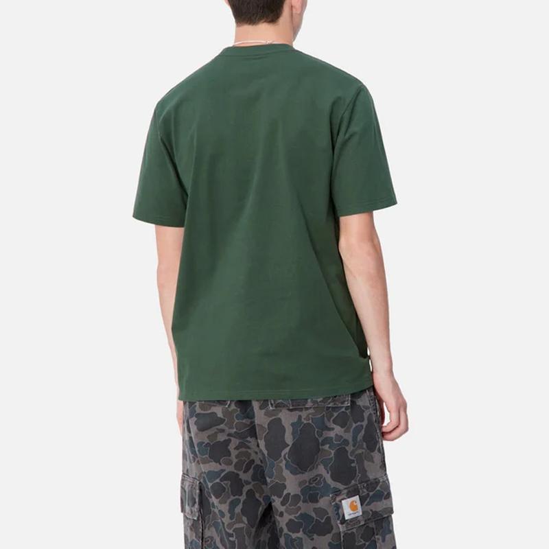 Carhartt WIP FW24 Letter Print Casual Comfortable Crew Neck Short Sleeve T-Shirt Men Tops Green I034852-2DS-XX