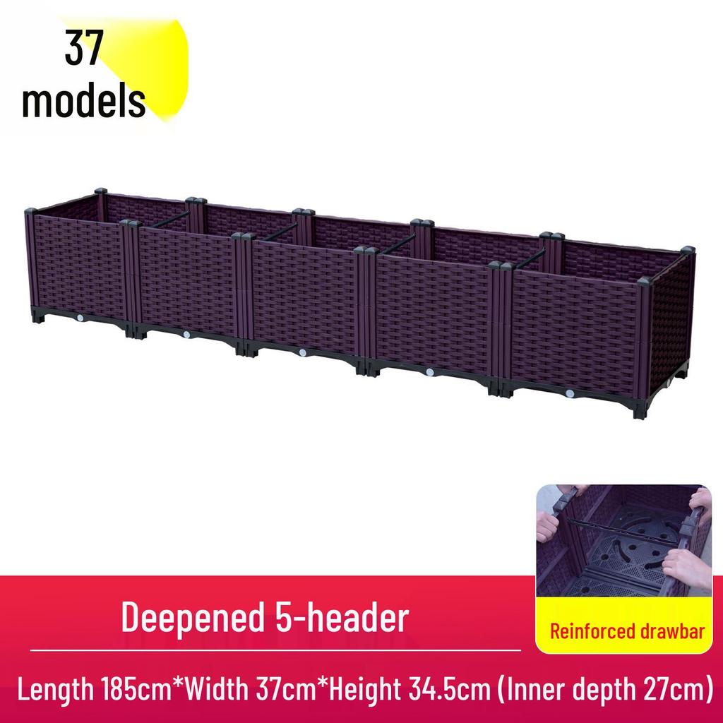 Outdoor Flower & Vegetable Planter: Large Rectangular Plastic Box for Balcony & Rooftop Gardening