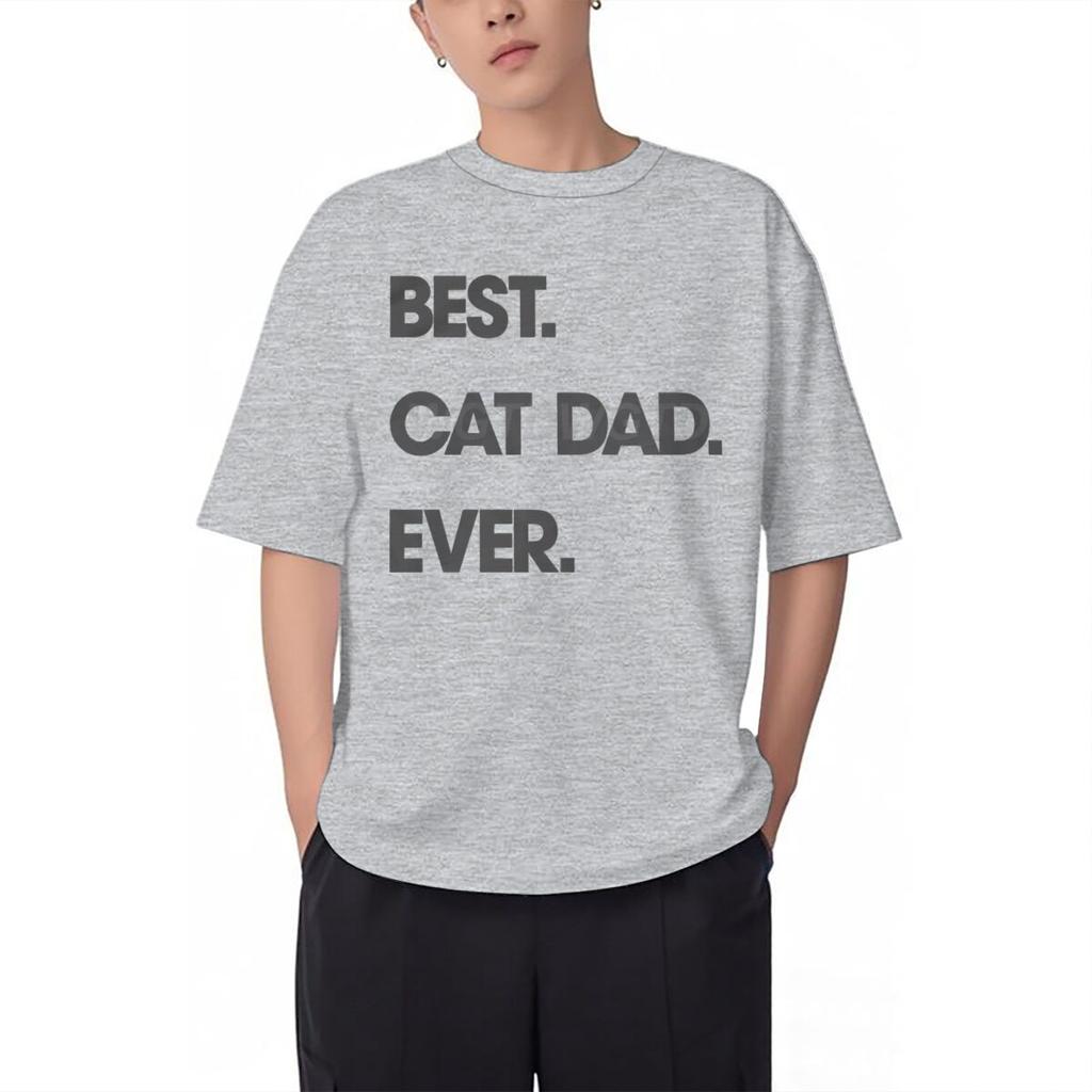 Best Cat Dad Ever Letter Print T Shirts Classic Retro Animal Lover Gifts Tees Male Short Sleeve Cotton Tees Fun Homme Camiseta