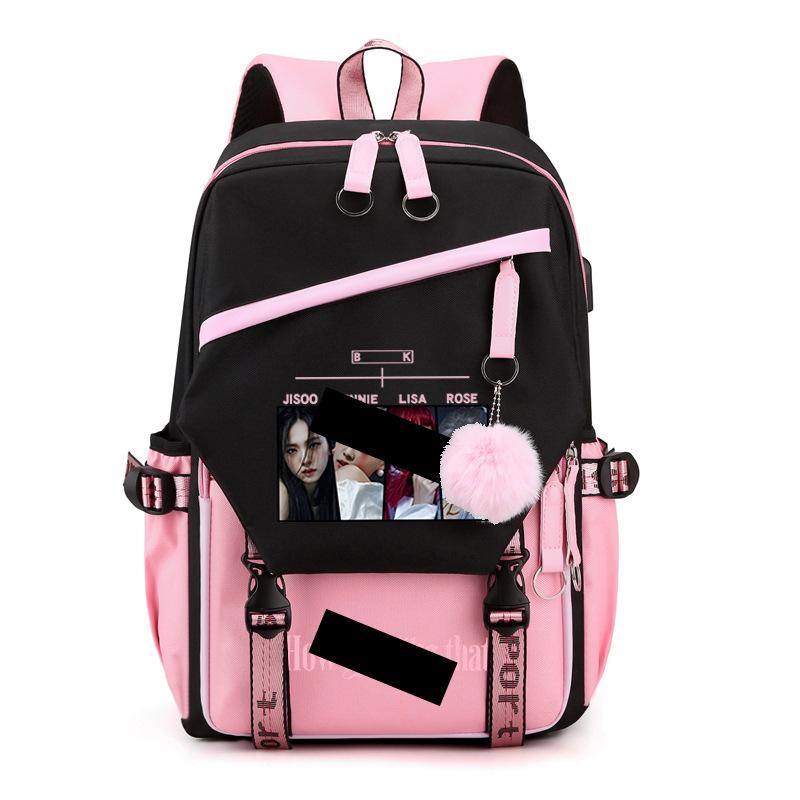 Blackpink Korean Girl Group Peripheral Printed Backpack Casual Middle School Student Schoolbag