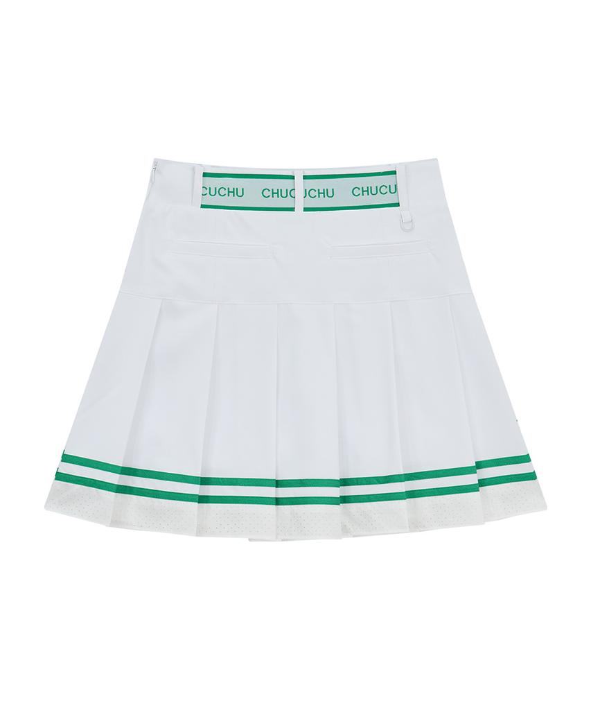 CHUCUCHU Air Punching Pleated Skirt (White) Cbfss-Sk002W