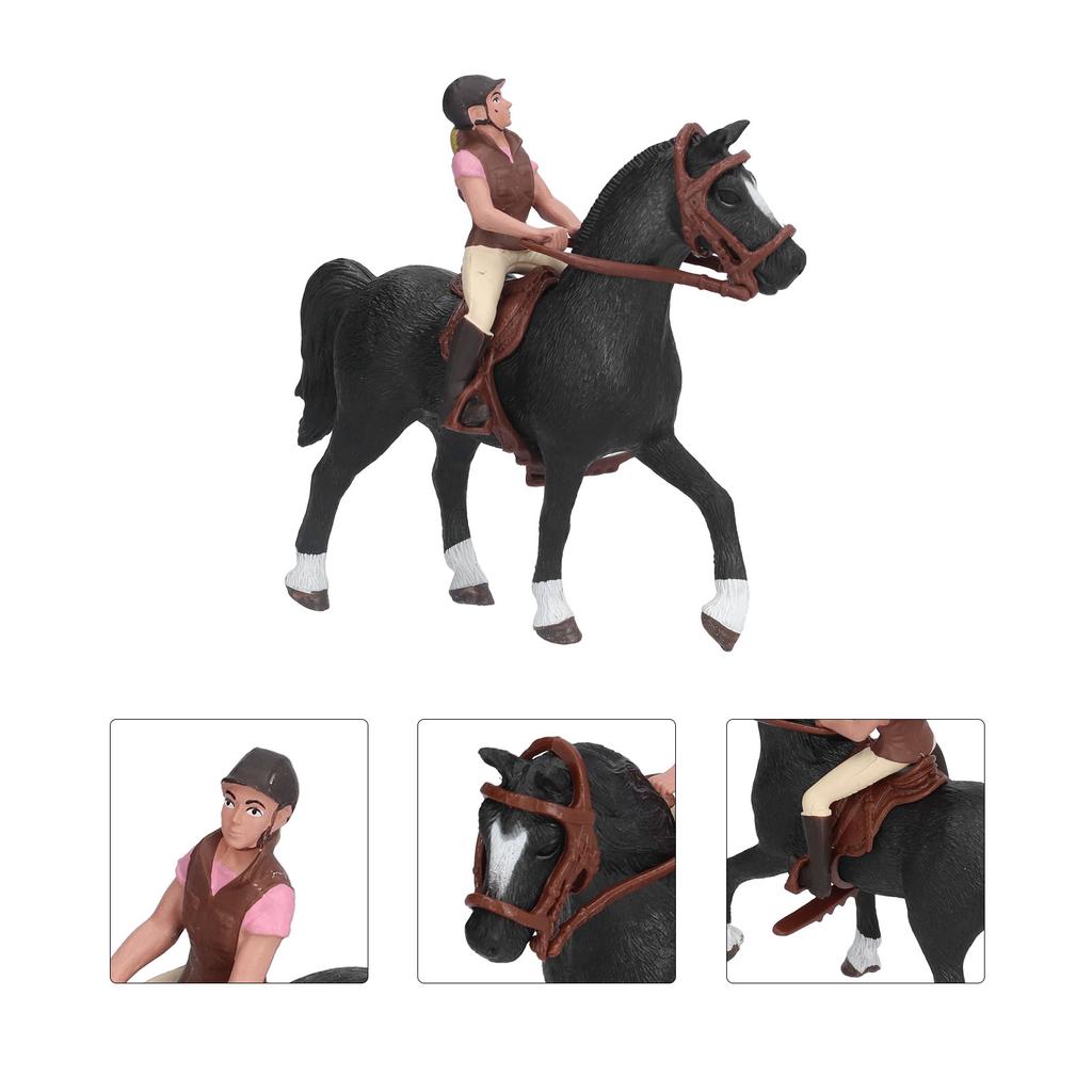 Horse Rodeo Figurine Children Kid Simulated Farm Horse Rider Model Toy Birthday Gift OrnamentPink Horseman