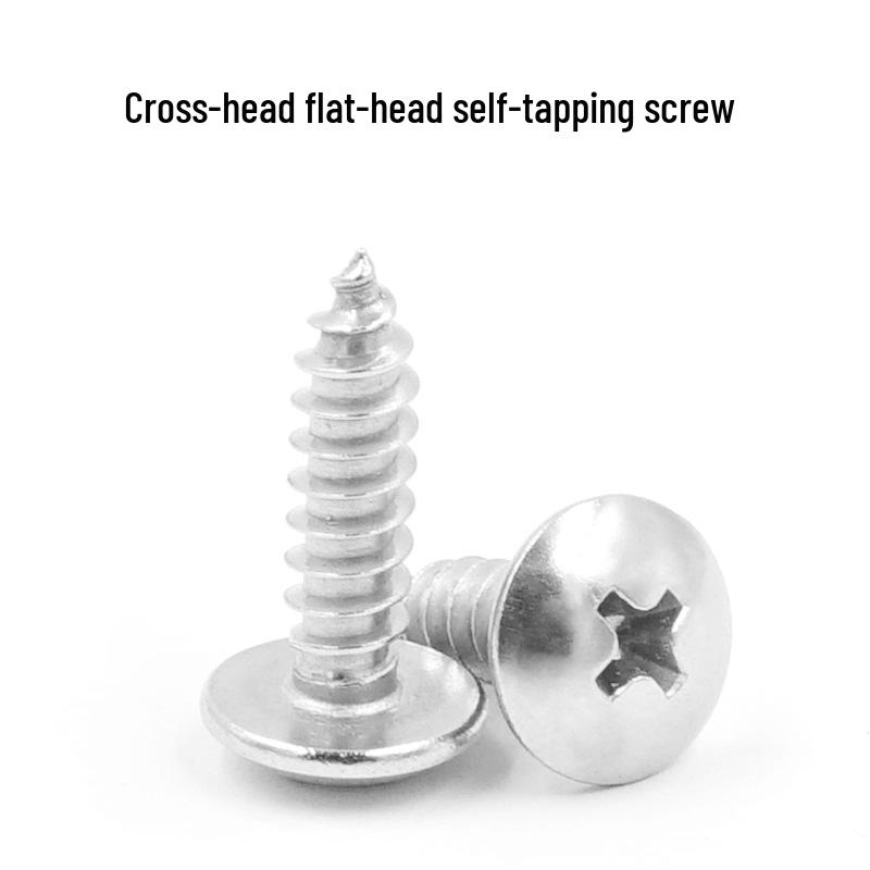 304 Stainless Steel Mushroom Head Self-Tapping Screws, Cross Large Flat Head Bolt