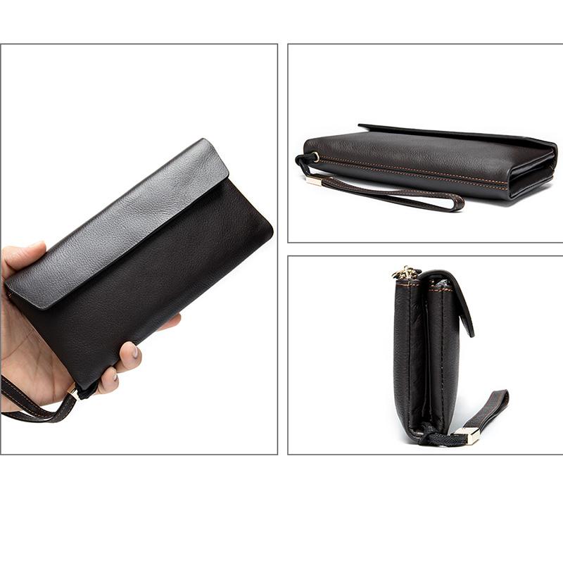 MVA Luxury Wallet Men Genuine Leather Purse For Male Coins Long Wallets Thin Purses Leather Female Money Pockets 8805