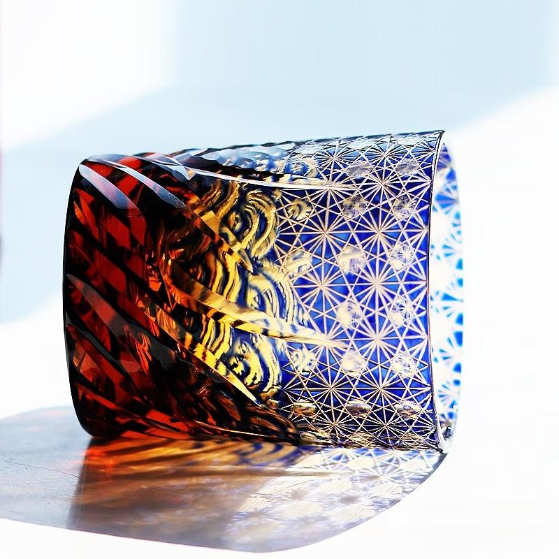 Edo Kiriko Hand-Carved Crystal Whiskey Glass