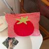 Versatile Red Plaid Tomato Makeup Bag Large Capacity Travel Toiletry Pouch Lightweight Cosmetic Case Lipstick Earphones Bag