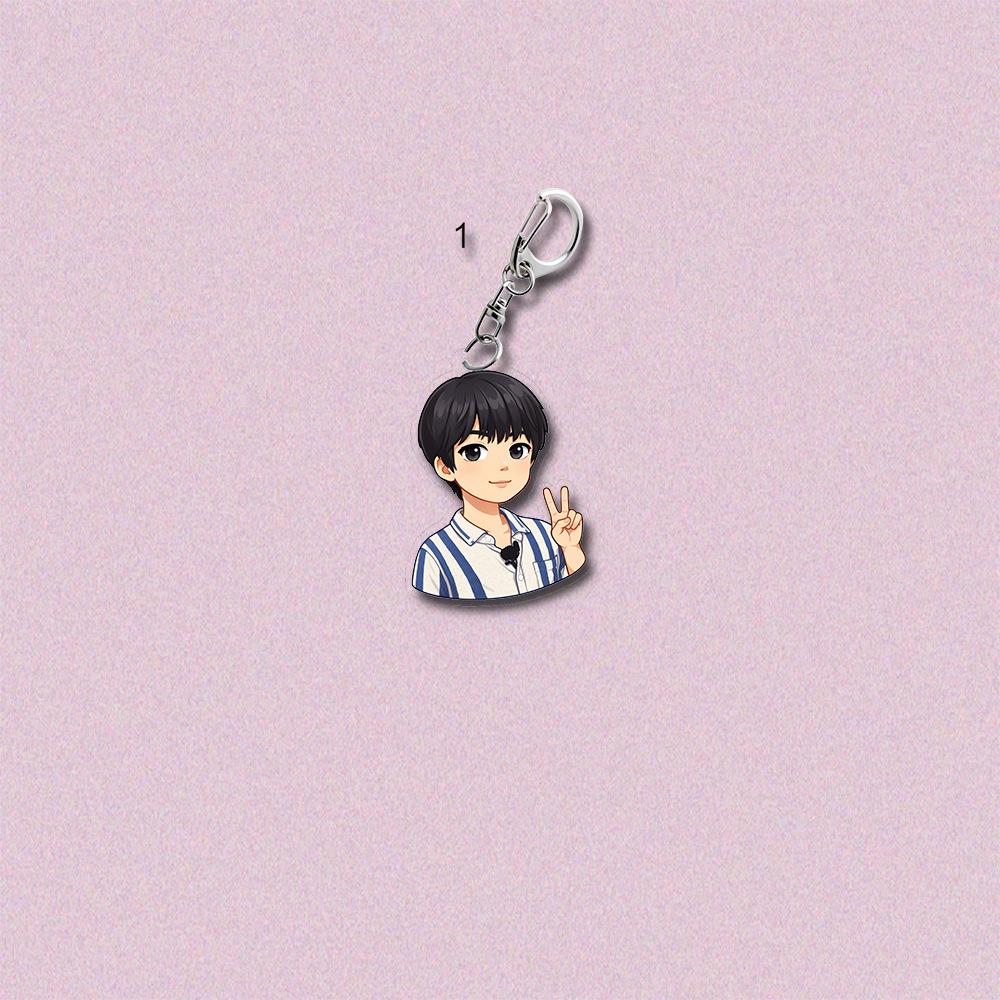

BTS Cute Casual Outfit Cartoon Acrylic Keychain, Bangtan Boys Cartoon Figure Keyring Inspired by Real Photos, Kpop ARMY Fans Bag Charm JIN