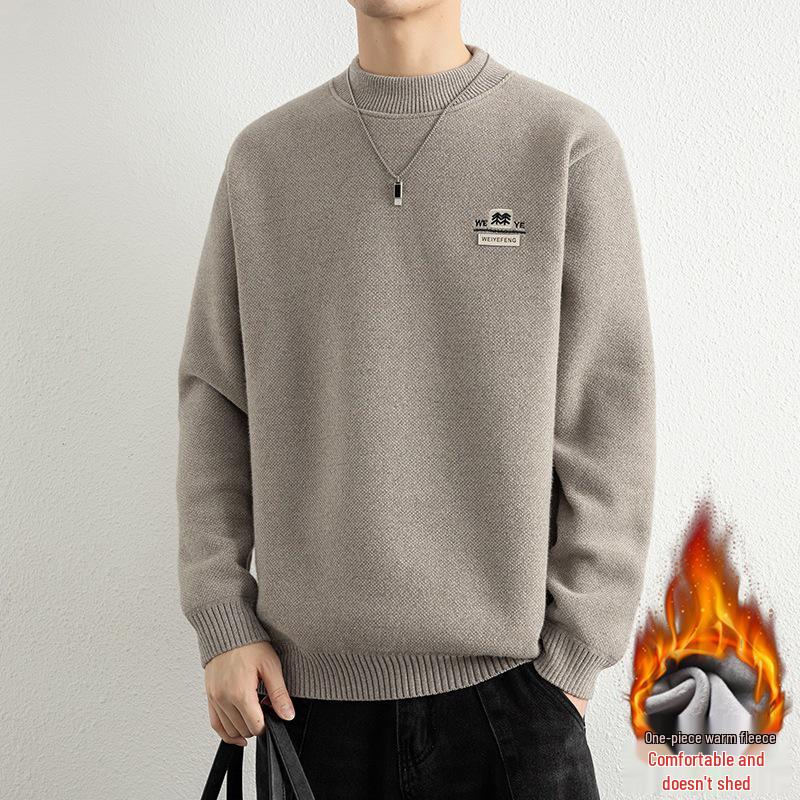 Men s Winter Embroidered Velvet Knit Sweater - KM1016 M (95-120 lbs) светло-серый
