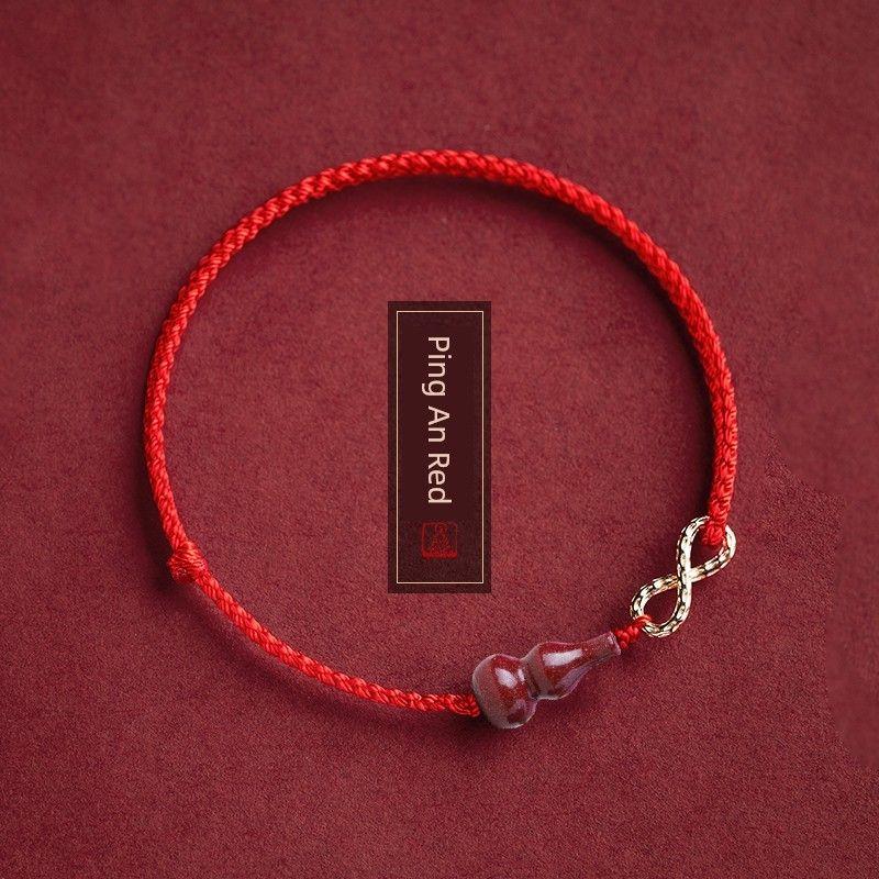 

Бесконечный Фу Лу Киноварный Тыква Красная Веревка Браслет на Удачу Благословение Несущий Шнурок Ручной Работы Удача Пара Год Рождения Подарок Fulu Infinite Peace Red Hand Rope