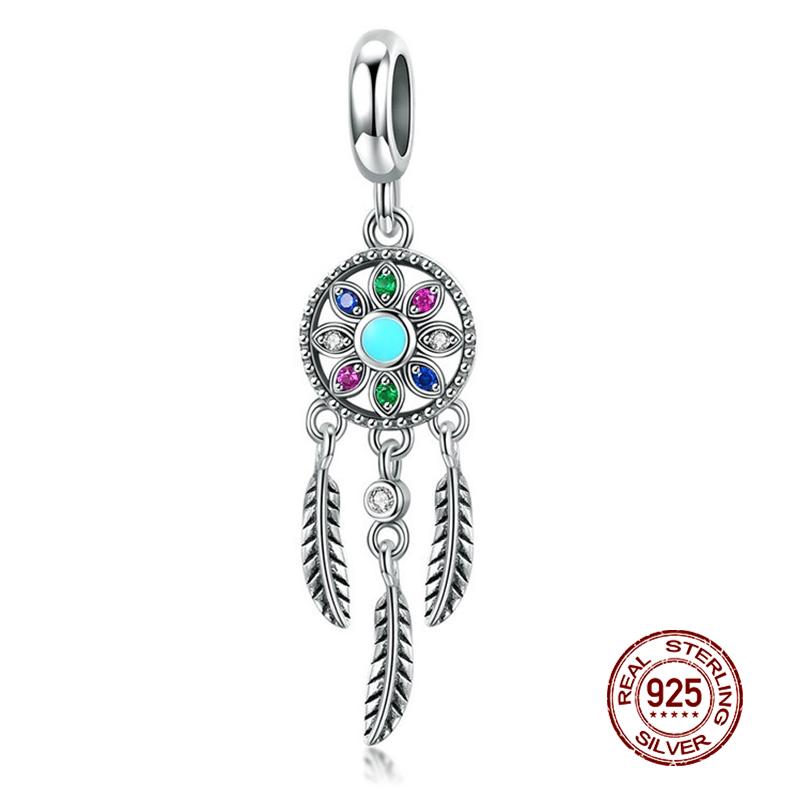 WOSTU 925 Silver Animal Cat Charm Pendant Heart Family Ladybug Bee Beads Fit Original Bracelet DIY Jewelry For Women