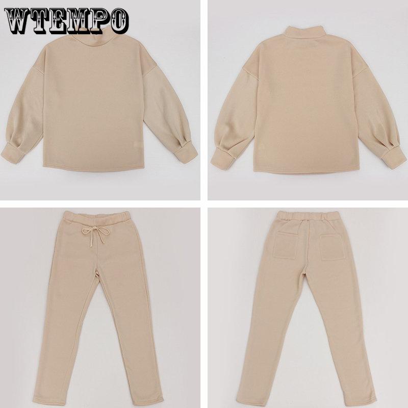 Trainingsanzüge für Damen, einfarbig, Sweatshirt-Set, Laternenärmel, Pullover, Kordelzug, Hose, 2-teiliges Set, weiblicher Herbst, lässige Sportbekleidung