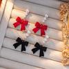 Red Christmas Tassel Earrings with Fur Ball & Bow - Elegant Autumn/Winter Design