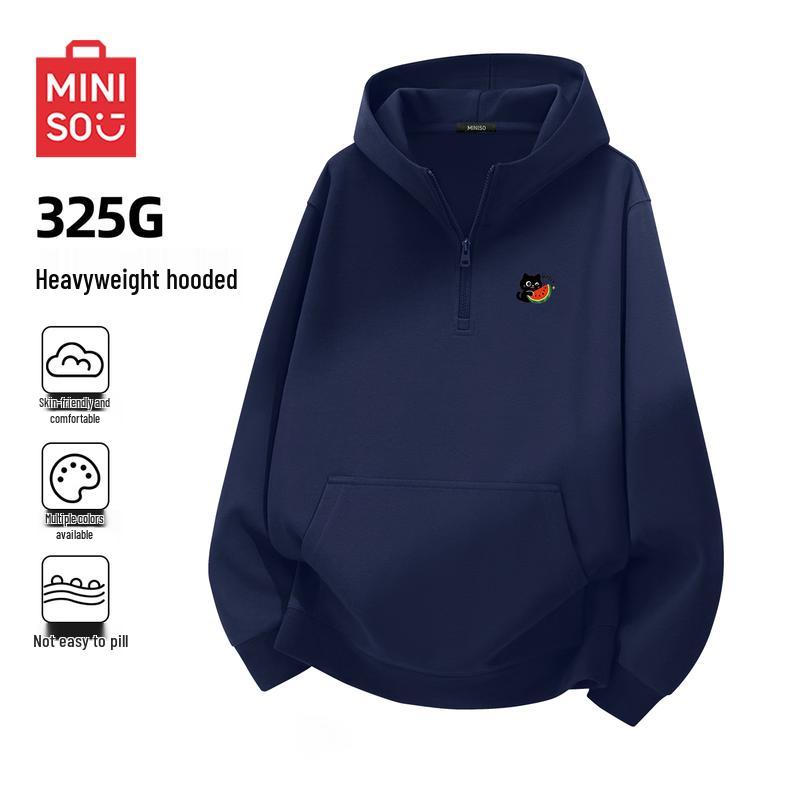 MINISO Men's Oversize Half-Zip Hooded Sweatshirt