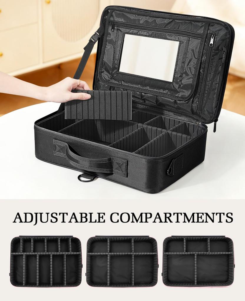 Luxspire Makeup Cosmetic Makeup Brush EVA Makeup Cosmetic Makeup with Shoulder Professional Divided Adjustable Functional Large Shock Cosmetic Storage