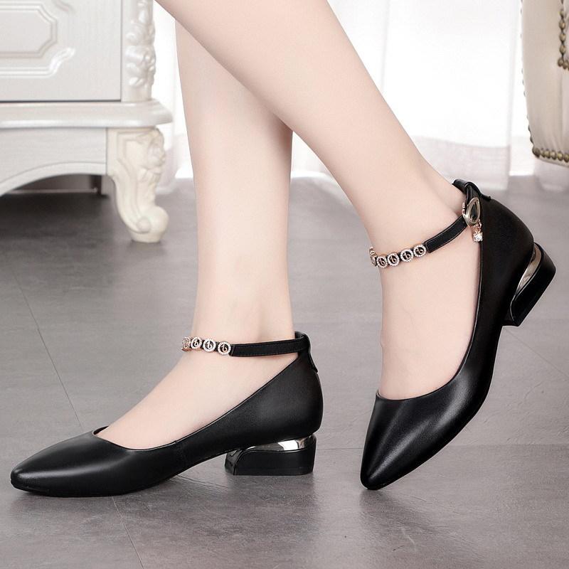 Fashion Genuine Leather High Heel Shoes Red Wedding Pumps Women Shoes Pointed Toe Rhinestone High Heel Shoes Ladies Elegant Office Shoe
