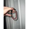 Handmade Natural Rose Quartz Bracelet with Black Obsidian and Strawberry Quartz - Unique Gift