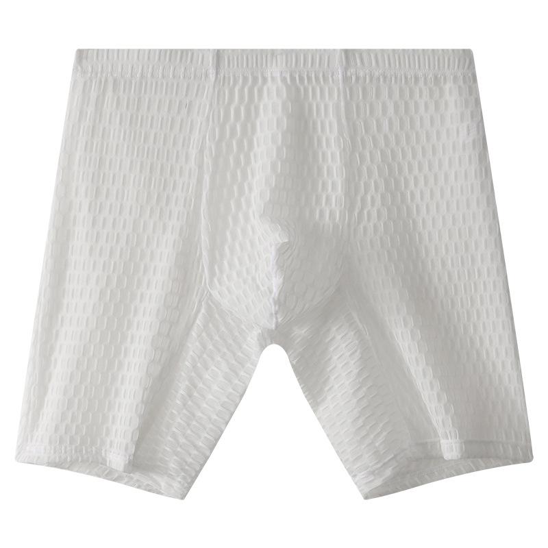 Ultra Sheer Boxer Trunks Lengthen Underwear Men Sexy Bulge Pouch Underpants Cooling Shorts Summer Knickers Gym Sport Panties