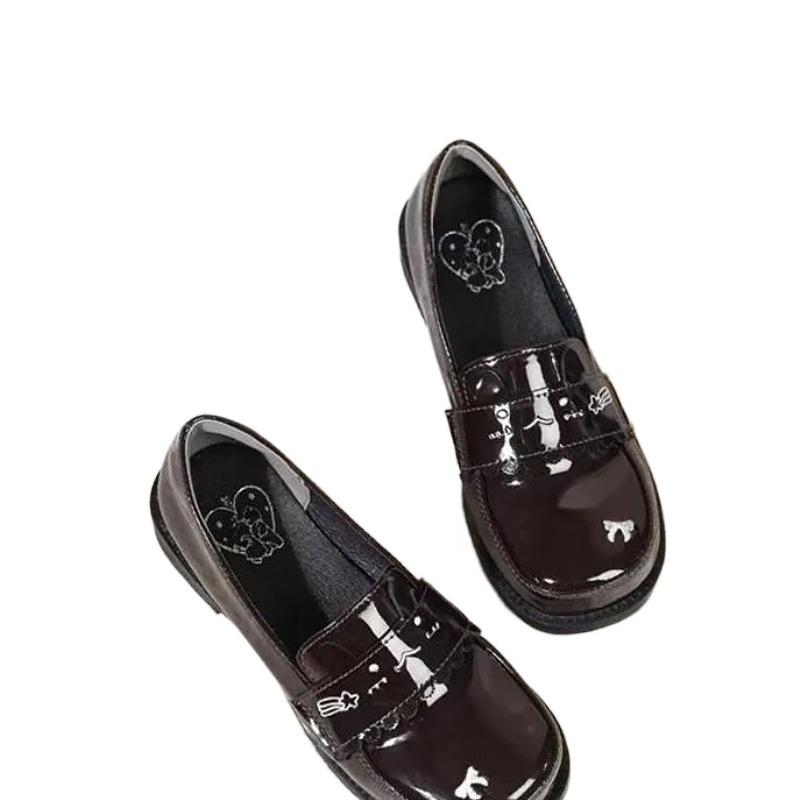 Black Thick Heel Platform College Uniform Small Leather Shoes Women's New Autumn Bright Mary Jane Shoes Small Loafers