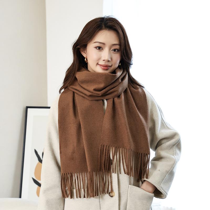Wool autumn and winter warm scarf warm color scarf solid color simple and versatile gift fashion