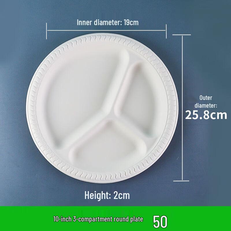 Chulu Green Disposable 3-Compartment Paper Plates
