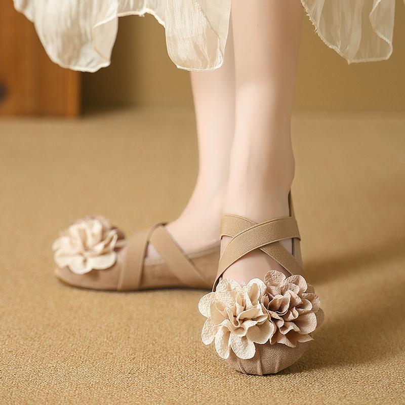 Suede Flowers Casual Flats Summer New Ladies Bags on Sale 2025 High Quality Slip-on Solid Sweet Flats Sapatos Planos
