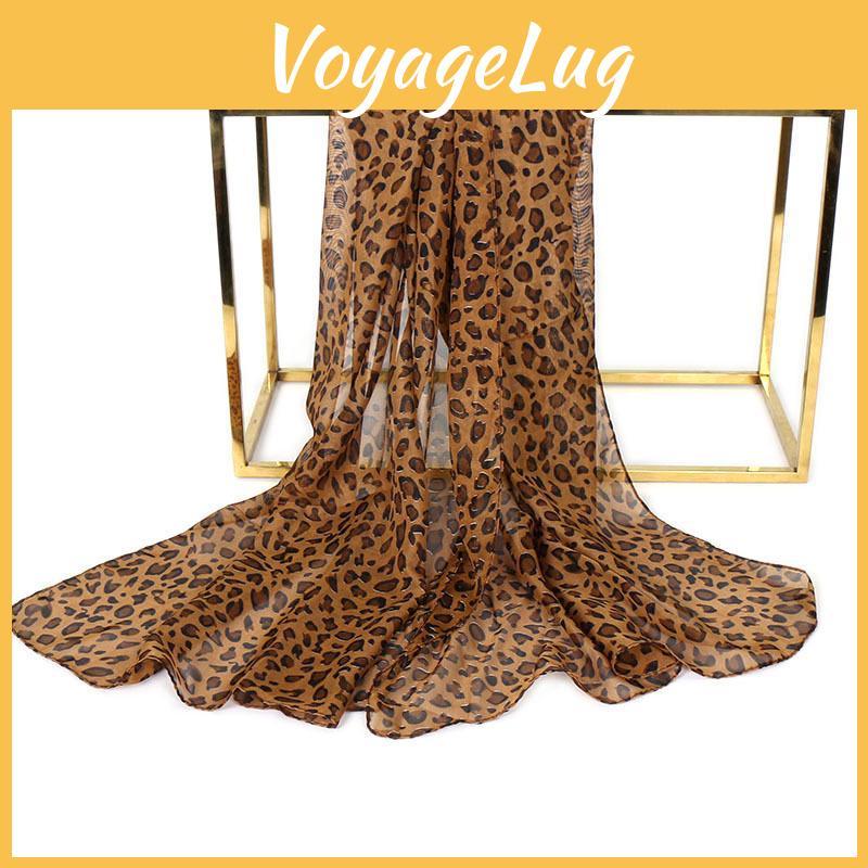 Versatile Leopard Korean Womens Print Chiffon Silk Scarf Xq295