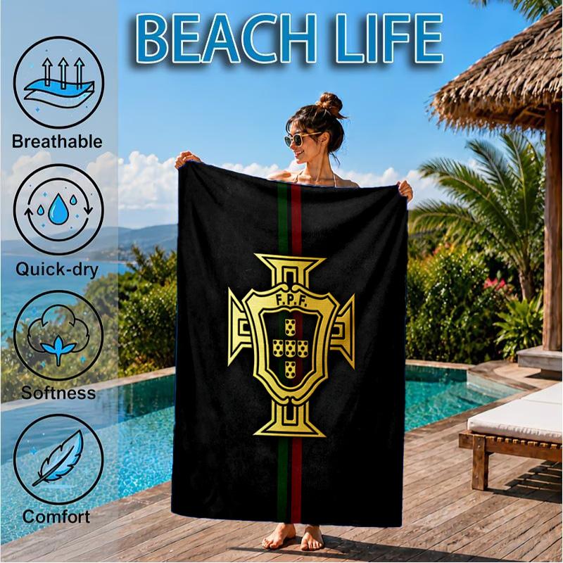 Asciugamano da Spiaggia Emblema Nazionale del Portogallo, Asciugatura Rapida, Facile da Curare, Adatto Sia per il Fitness che per le Vacanze al Mare, Essenziale per lo Sport