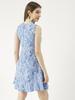 Moomaya Women  S Printed Short Dress, Sleeveless Frilled Hem Round Neck Mini