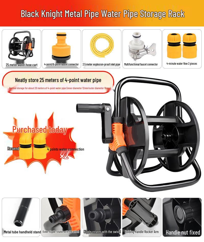 20m Bilvattenslangslindare med Vattenpistol & Förvaringsställ, Upprullningsrulle, 6/4tum, Finns även i 50m.