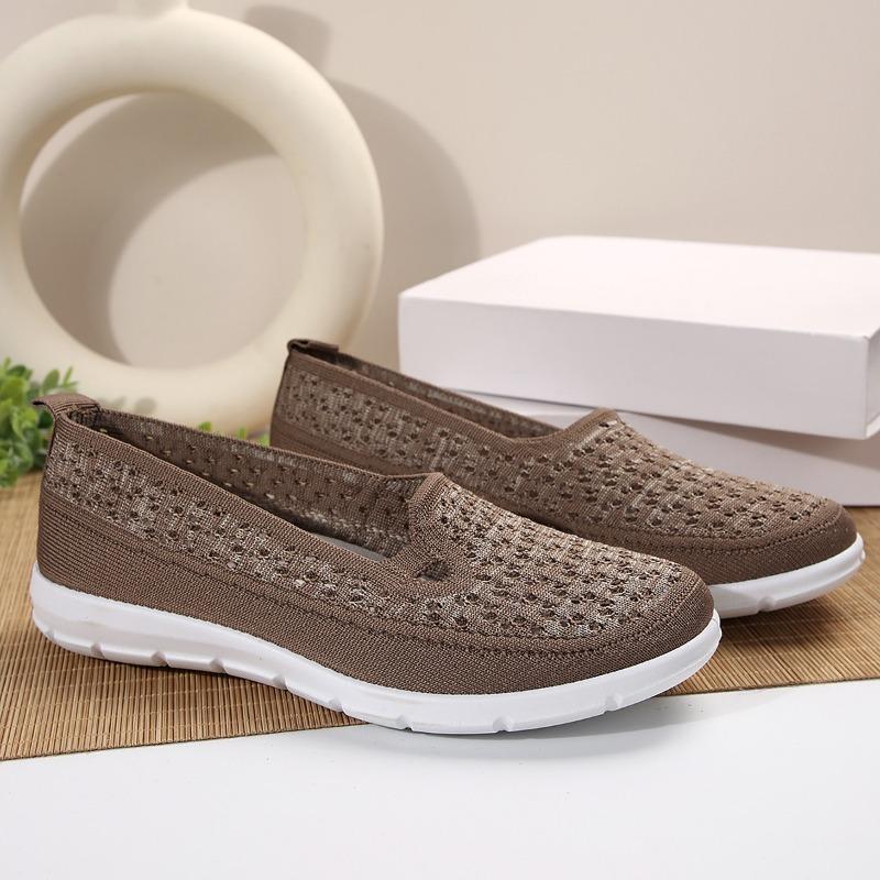 Fashion Flat Single Shoes Summer New Round Head Deep Mouth Mesh Fabric Soft Sole Anti-slip Wear-resistant Low Top Shoes
