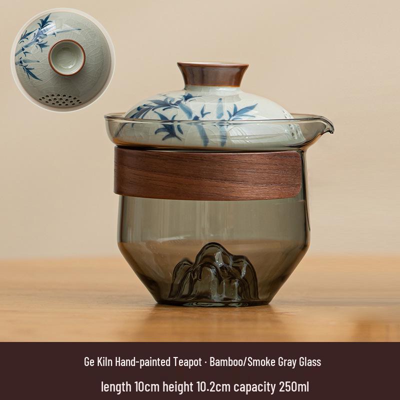 Portable Hand-Painted Travel Tea Set with One Pot and Four Cups – Perfect Business Gift