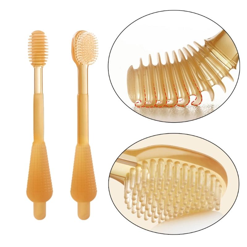 Infant Toothbrush Set for Training and Teething Baby Silicone Tongue Cleaner Toddlers First Toothbrush Set Shower Gift