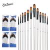 Children's 12-Piece Nylon Hair Paintbrush Set for Watercolor and Oil Painting