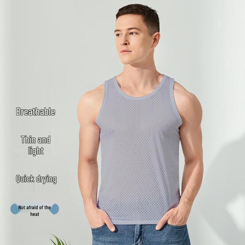 Herren Eisseide Netz Nahtloser Sport-Tanktop