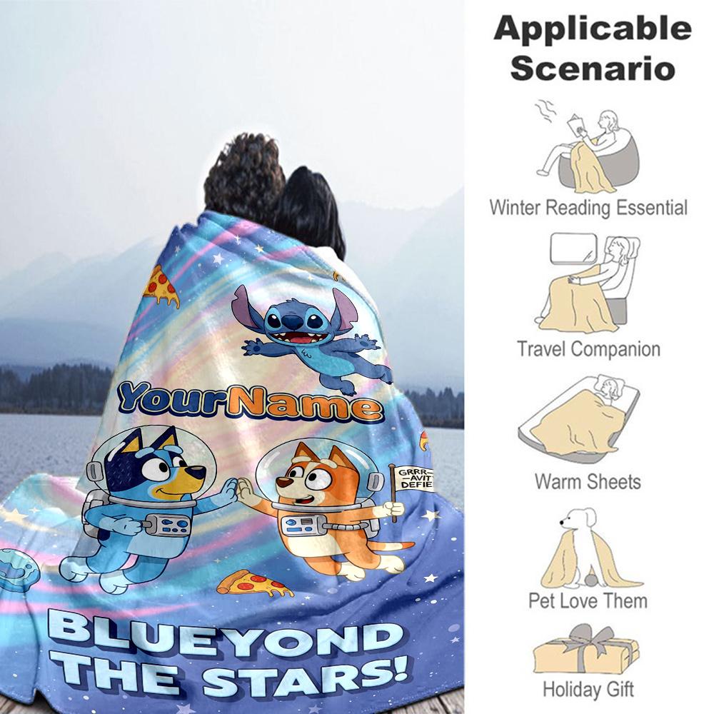 Bluey 86 Customize Your Name Blanket Lightweight Customizable Blanket Soft & Cozy Suitable for Chair Nap Living Room Bedding All-Season Use