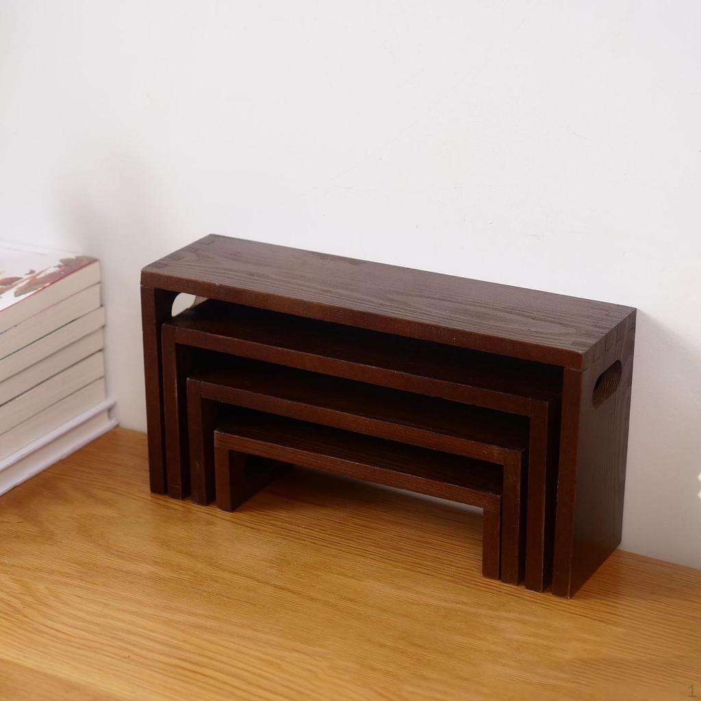 4 Pezzi Supporti Espositori a Gradini in Legno Scaffale per Gioielli Organizer per Dolci Porta Spezie per Feste Vendita al Dettaglio