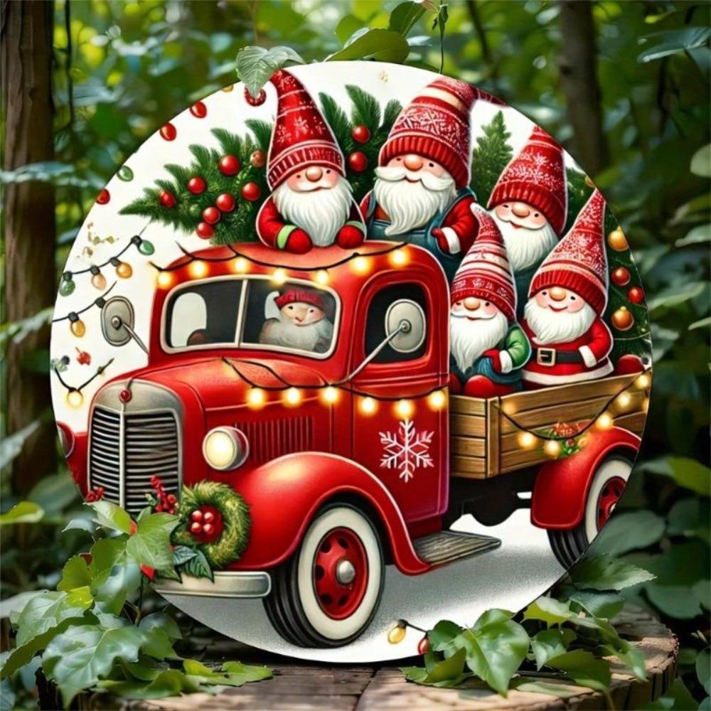 Vintage Christmas Santa Sleigh Metal Tin Sign Wall Decor Holiday Gift