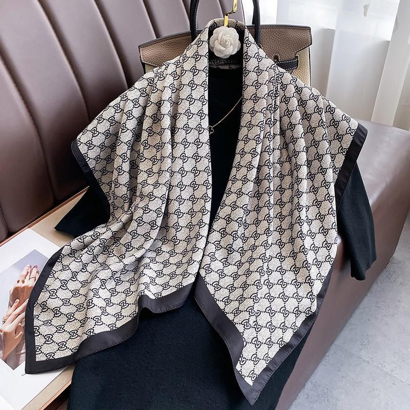 Lightweight 90x90cm Square Scarf Women Navy Style Sun Protection Silk-Like Feel Wear Chic Versatile Accessory