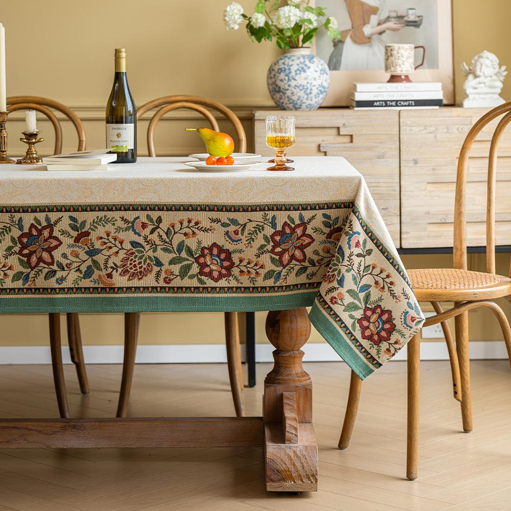 

Thickened Classical Ethnic Retro Pattern Rectangular Tablecloth Household Dining Table Cloth Living Room Coffee Table Cover Towel 140*140cm