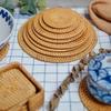 Untersetzer aus vietnamesischem Rattan rund Schreibtisch Teeuntersetzer Herbst Rattan Esstisch westliche Matte
