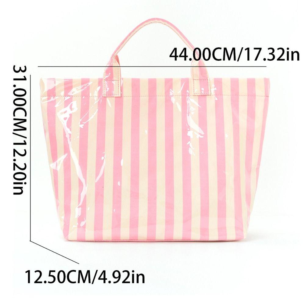 Polyester Travel Handbag Large Capacity Foldable Hand Luggage Shoulder Bag Striped Design Clothes Organizer Cabin Under The Seat