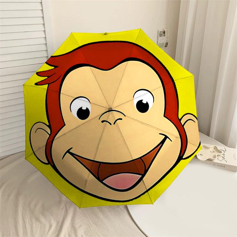 

1PC monkey yellow Umbrella-8-Rib Reinforced Portable Folding Travel Suitable for All Seasons Outdoor Daily Use-H0405