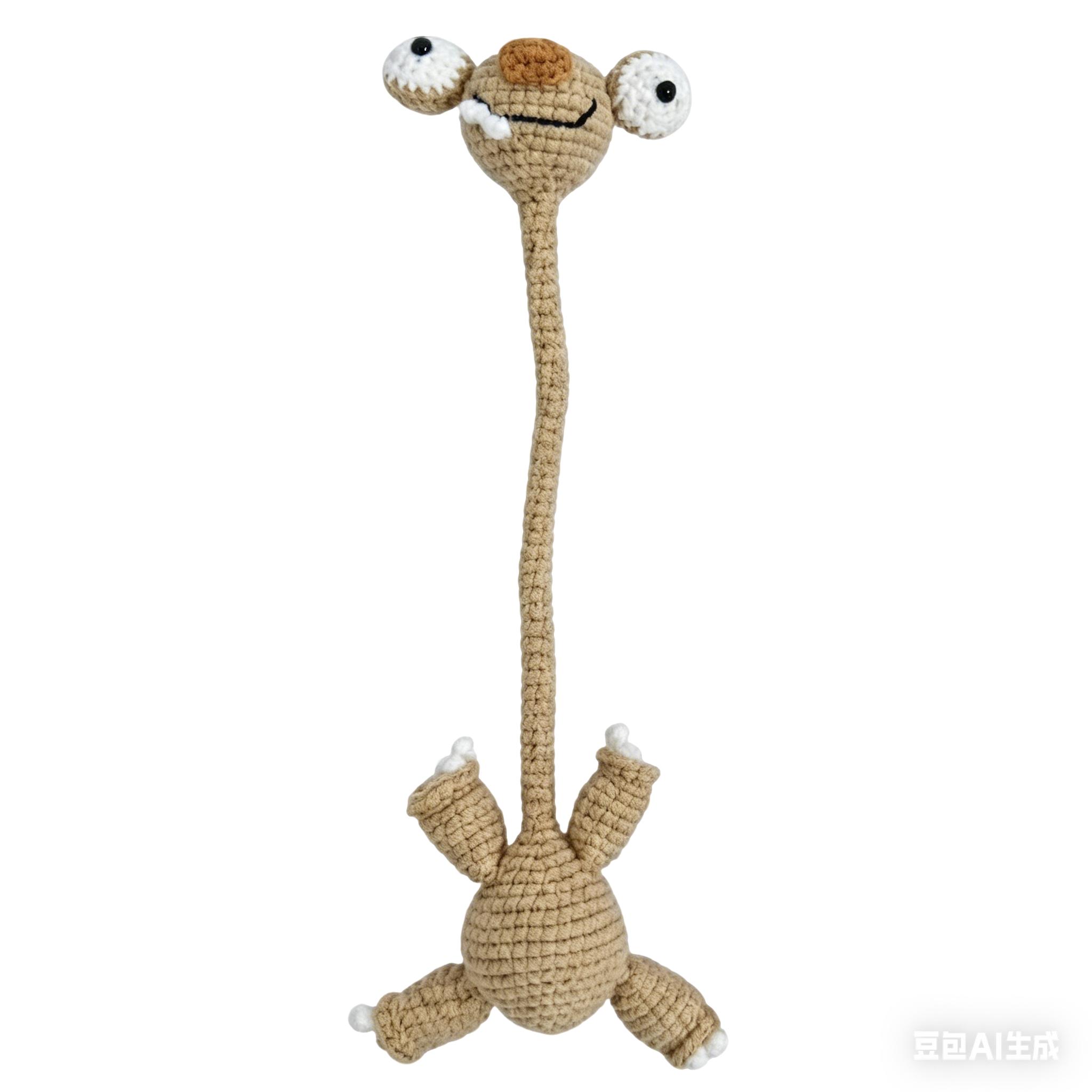 

Handmade Crocheted Long Neck Plush Toy Soft Stuffed Animal Decorative Doll Unique Design for Home Office Display or Collectors One Size хаки