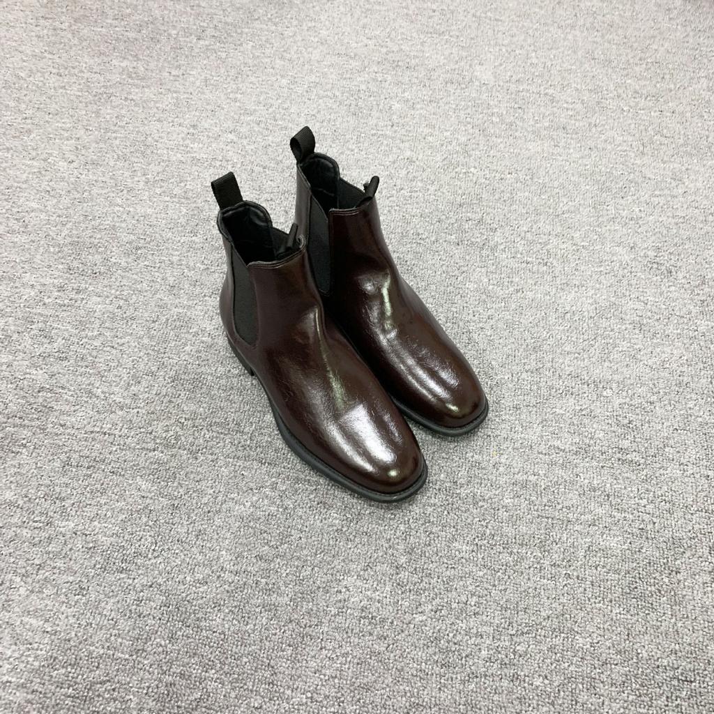 Spot second hair! Grape mother same shoes Italian style folds fashionable low tube Chelsea autumn and winter short boots women