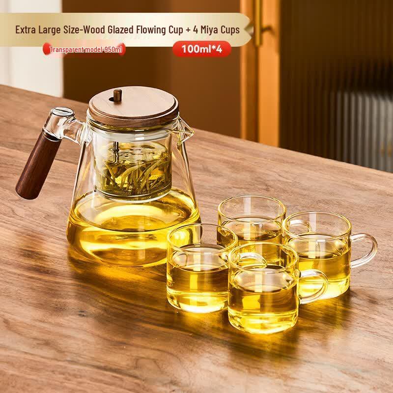 Yuluo Glass Tea Maker with Walnut Wood Handle