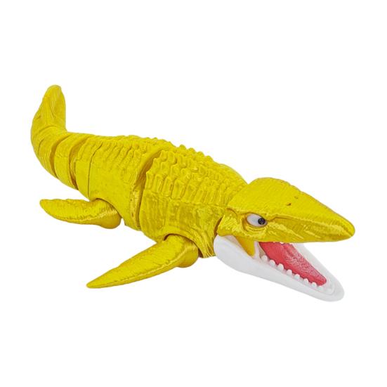 

3D Printed Mosasaur Figurine Movable Joints Dinosaur Figure Articulated Prehistoric Home Office Bookshelf Animal Model Toy S золотистий