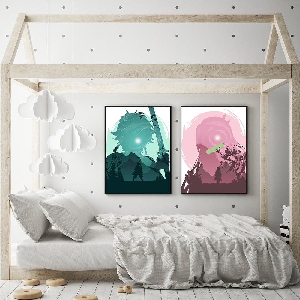 Anime Demon Slayer Poster Wall Art Canvas Painting Tanjirou Inosuke Zenitsu Print Picture Home Bedroom Living Room Decor Cuadros