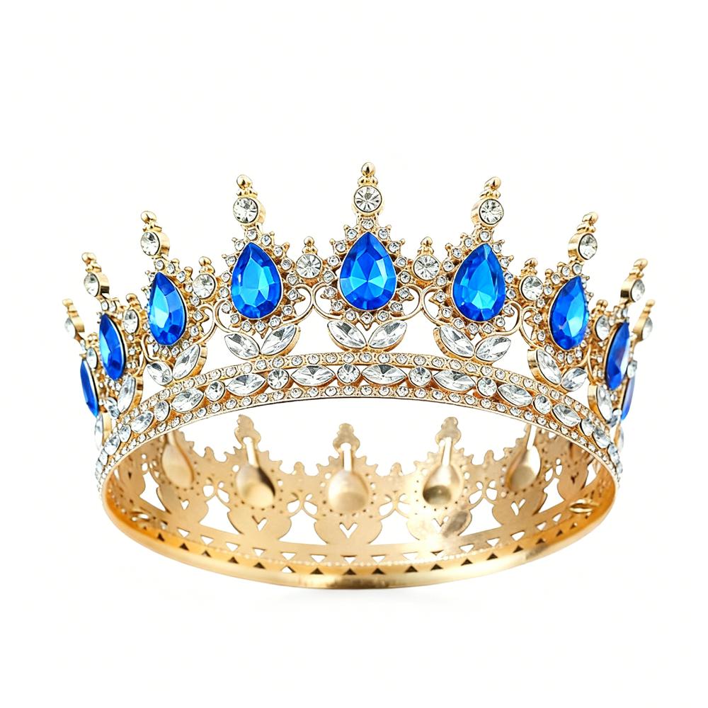 New Rhinestone Queen Princess Crown Vintage Baroque Bridal Headband Hair Accessories Crystal Tiara Birthday Gift