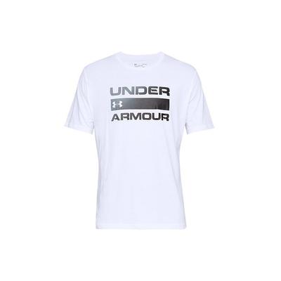 Camiseta esportiva com estampa de logotipo de letra, gola redonda, manga curta, masculina, tops, branca, 1329582-100